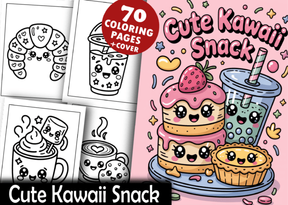 Download Cute Kawaii Snack Bold &amp; Easy Coloring - Premium Resources