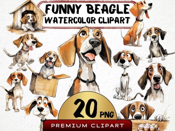 Download Funny Beagle Dog Clipart Bundle - Beagle Collection