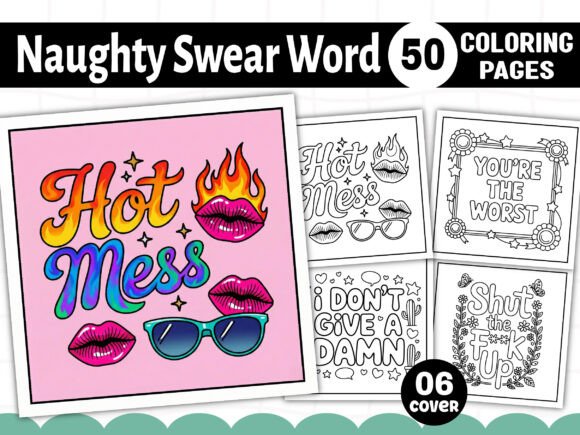 Download 50 Naughty Swear Word Coloring Pages - Premium Bundle